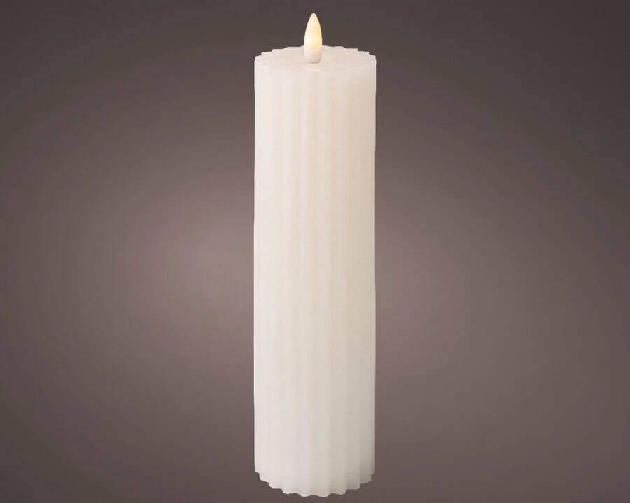 Lumineo LED kaars wax binnen off-white warm wit met timerfunctie