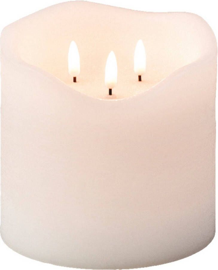 Lumineo LED kaars met 3 vlammen wit warm wit 15 cm LED kaarsen