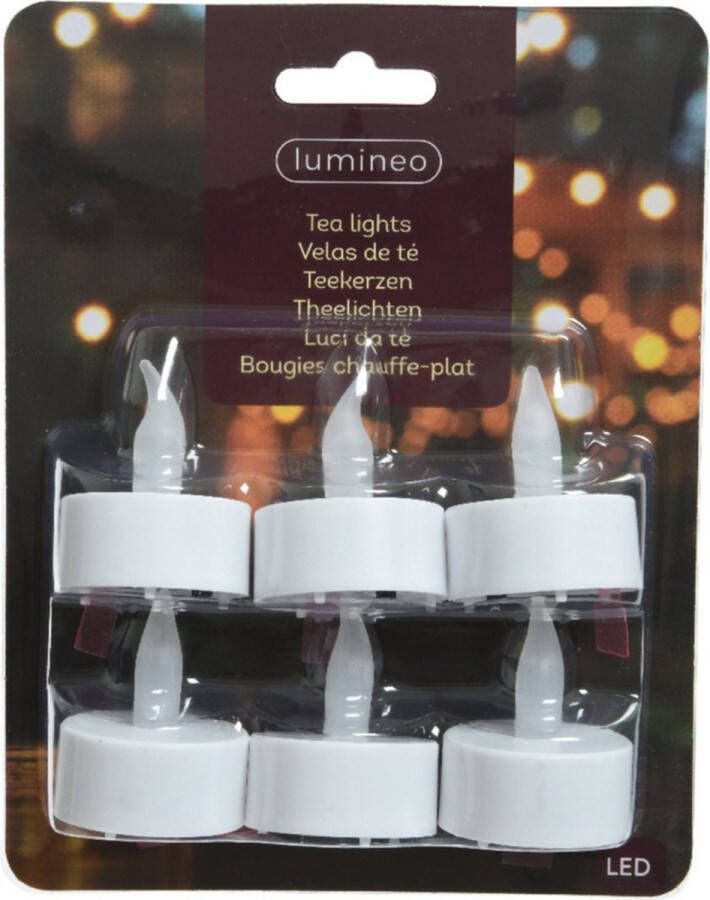 Lumineo LED kaarsjes theelichtjes 12x stuks wit LED kaarsen