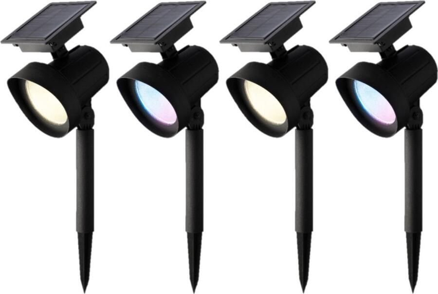 Lumineo Set van 6x stuks solar spotlight tuinpad verlichting op zonne-energie met kleur effect 31 cm Prikspots tuinverlichting