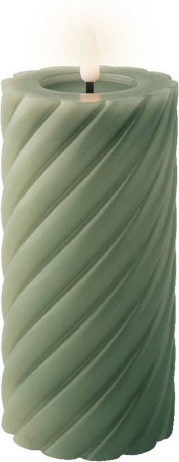 Lumineo LED kaars stompkaars groen D7 5 x H17 cm timer LED kaarsen