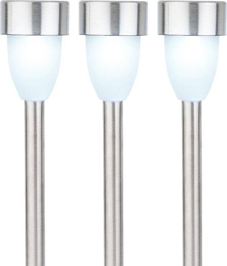 Lumineo Prikspot solar LED RVS 36 cm 6x Tuinverlichting Tuinlampen Solarlampen op zonne-energie