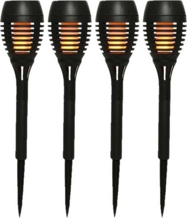 Lumineo Set van 20x stuks solar tuinfakkels tuinlampen vlam effect op zonne-energie 27 cm Prikspots tuinverlichting