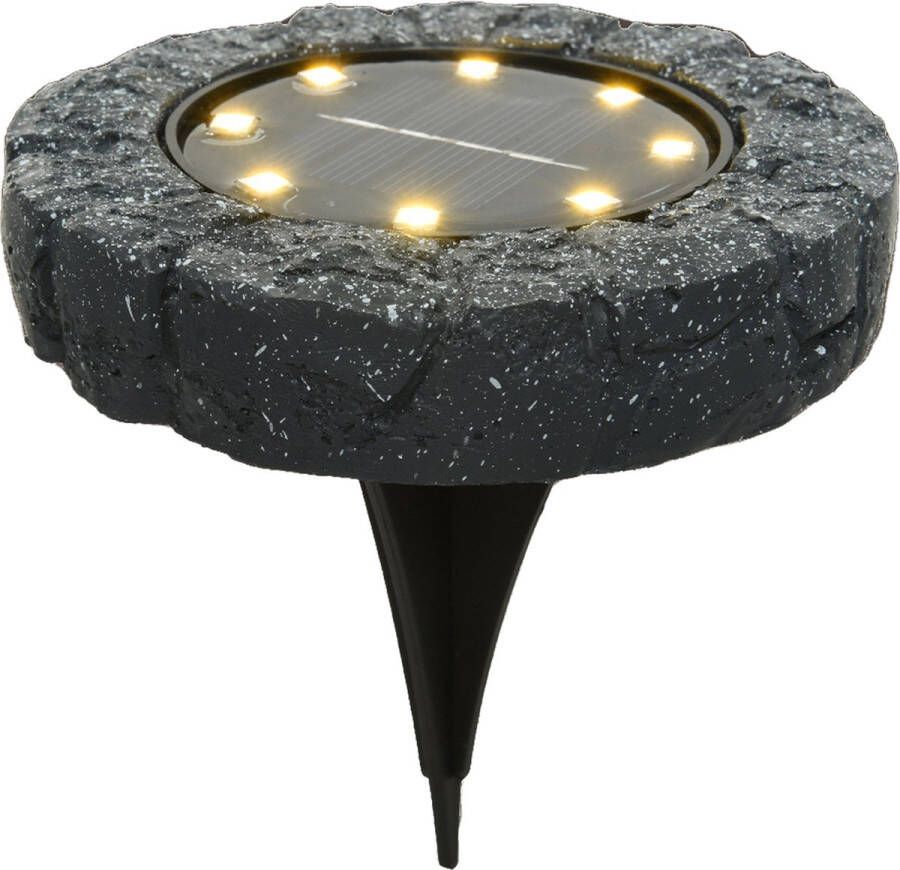 Lumineo Solar grond prikspot tuinspot kunststeen steengrijs 11 x 2 cm