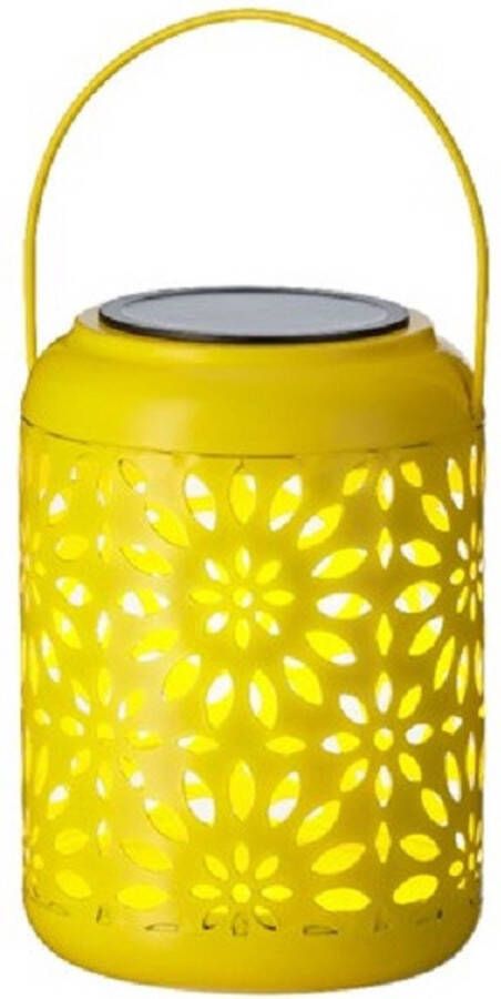 Lumineo Solar lantaarn ijzer geel met hengsel 17 cm Tuinlantaarns Solarverlichting Tuinverlichting