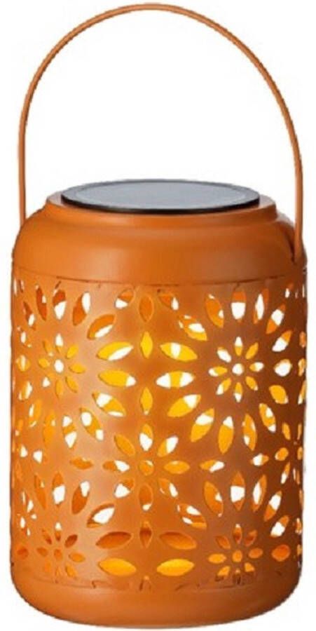 Lumineo Solar lantaarn ijzer oranje met hengsel 17 cm Tuinlantaarns Solarverlichting Tuinverlichting