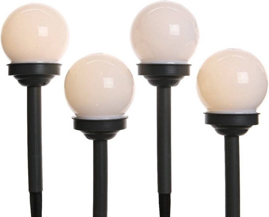 Lumineo 12x Buiten tuin LED bollen stekers Noah solar verlichting 27 cm Tuinverlichting Tuinlampen Solarlampen op zonne-energie