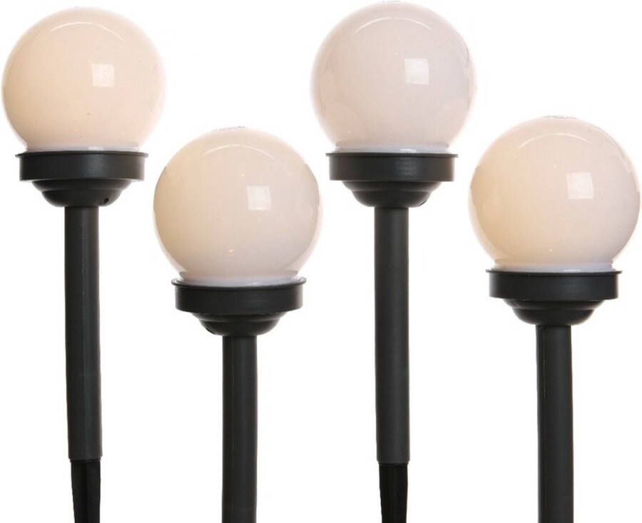 Lumineo 4x Buiten tuin LED bollen stekers Noah solar verlichting 27 cm Tuinverlichting Tuinlampen Solarlampen op zonne-energie