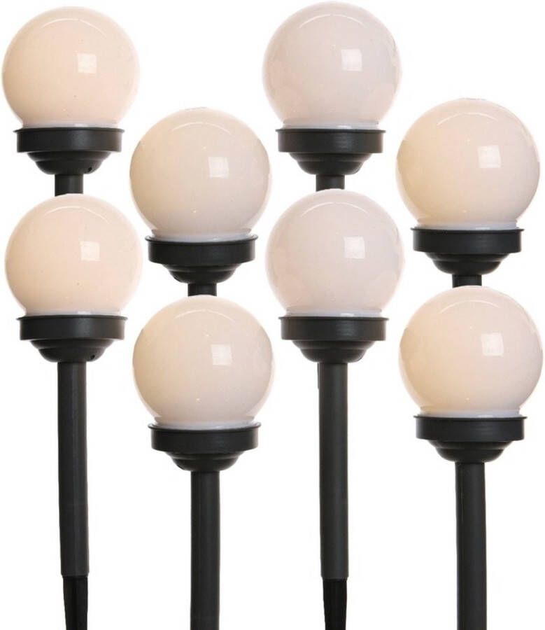 Lumineo 8x Buiten tuin LED bollen stekers Noah solar verlichting 27 cm Tuinverlichting Tuinlampen Solarlampen op zonne-energie