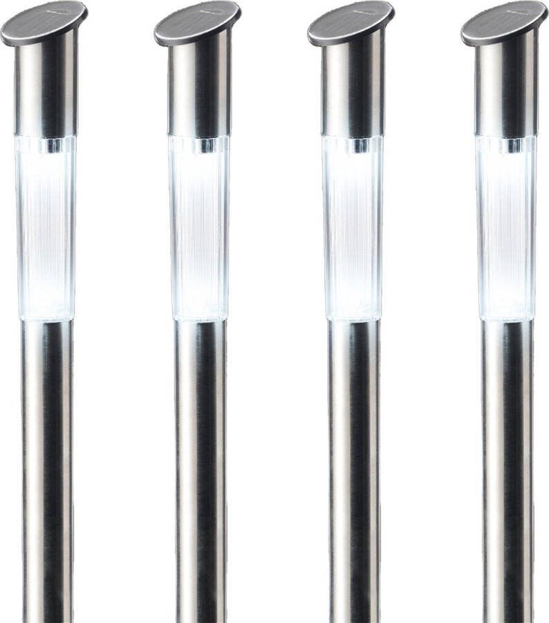 Lumineo solar prikspots tuinspots set 4x rvs H57 cm zonne-energie