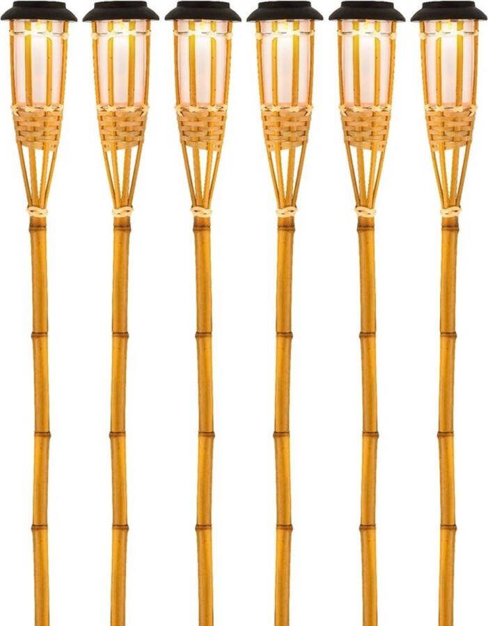 Lumineo 6x Buiten tuin LED fakkels Bodi solar verlichting 56 cm vlam Tuinfakkels Tuinverlichting Tuinlampen Solarlampen op zonne-energie
