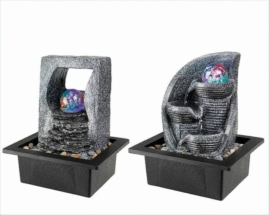 Lumineo Fontein polyresin met kleurveranderende bal Twee verschillenden stijlen Fontijn 2 in 1