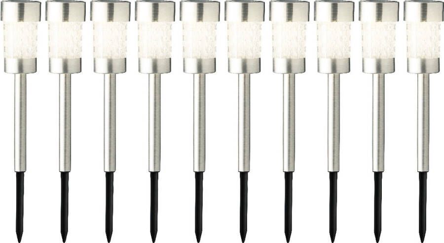 Lumineo Tuinlampen Set Solar Zilver RVS 10 Stuks