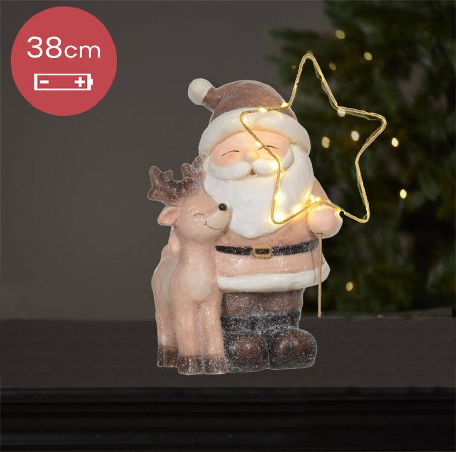 Lumineo Unieke Kerstman en hert met LED verlichting 38 cm Batterij