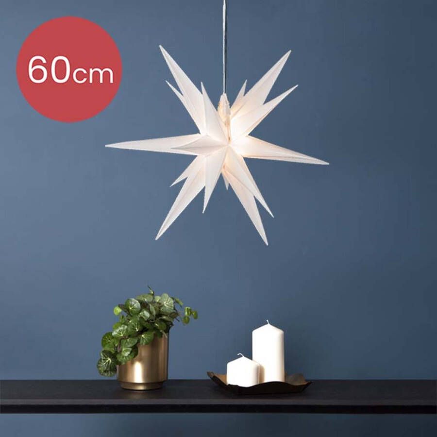 Lumineo Witte hangende sterrenlamp met LED verlichting 60cm