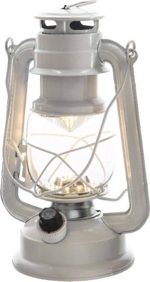 Lumineo Witte LED licht stormlantaarn 24 cm Campinglamp campinglicht Warm witte LED lamp