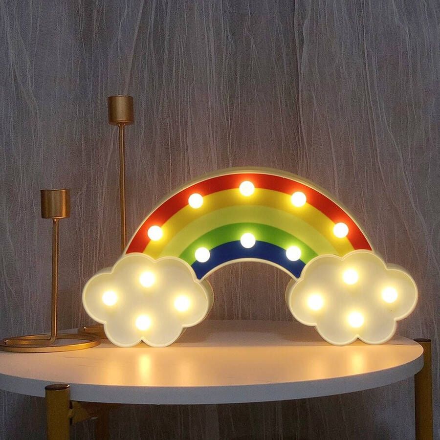 Luminous Luxury Nachtlamp Regenboog met Wolkjes 30.5*16cm Rainbow Kinderkamer Babykamer