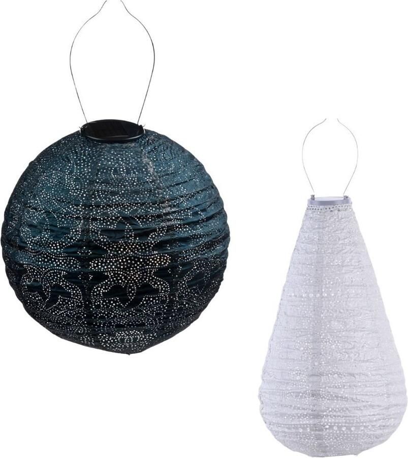 LUMIZ Solar Tuinverlichting op zonne energie Tuinverlichting Buitenlampjes Tuinverlichting op zonneenergie Buitenverlichting Buitenlamp Decoratie Iris Set 2 stuks Petrol Zilver