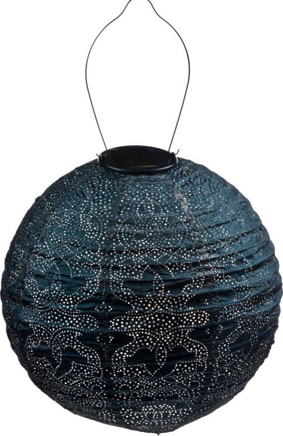 LUMIZ Solar Buitenlampion Marrakesh Rond Solar Tuinverlichting 30 cm Petrol
