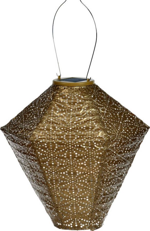 LUMIZ Solar Buitenlamp Buitenverlichting Lampion Buitenverlichting zonne energie Solar Tuinverlichting Sashiko Diamond 28 cm Goud