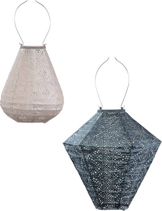 LUMIZ Solar Tuinverlichting op zonne energie Tuinverlichting Buitenlampjes Tuinverlichting op zonneenergie Buitenverlichting Buitenlamp Decoratie Hortensia Set 2 stuks Licht Taupe Grijs blauw