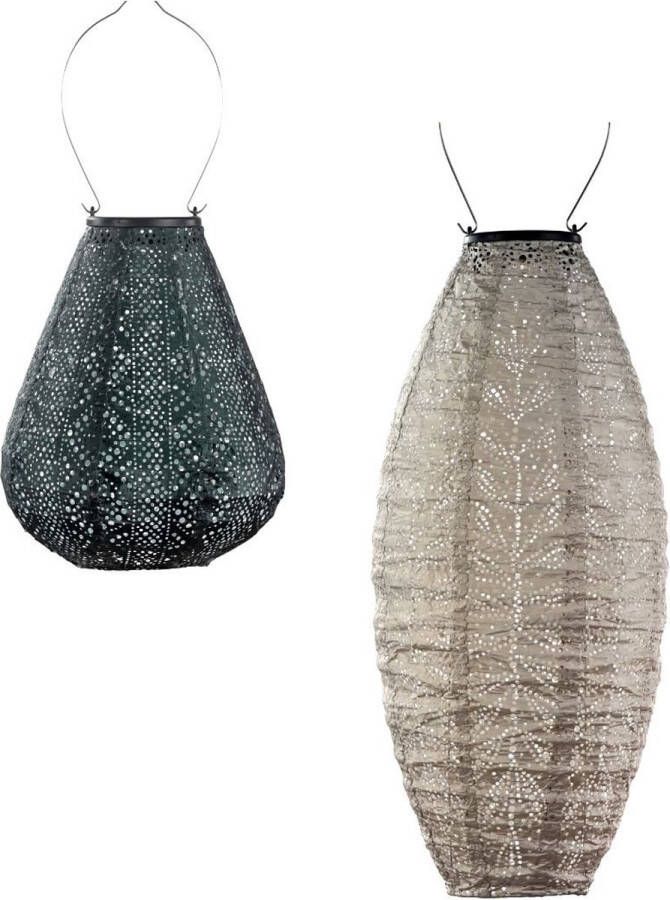 LUMIZ Solar Tuinverlichting op zonne energie Tuinverlichting Buitenlampjes Tuinverlichting op zonneenergie Buitenverlichting Buitenlamp Decoratie Laurier Set 2 stuks Goen Licht taupe