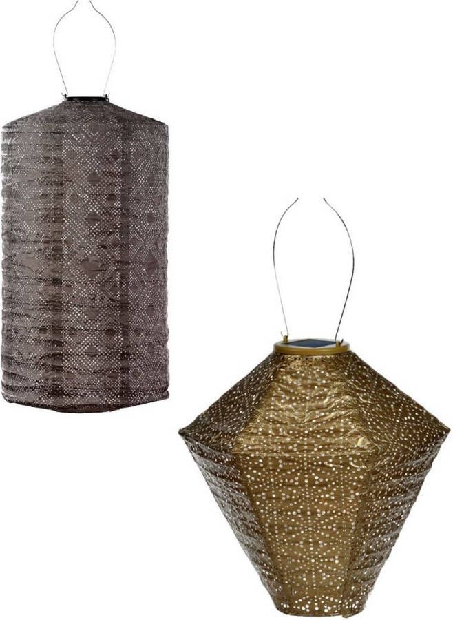 LUMIZ Solar Tuinverlichting op zonne energie Tuinverlichting Buitenlampjes Tuinverlichting op zonneenergie Buitenverlichting Buitenlamp Decoratie Hyacint Set 2 stuks Taupe Goud