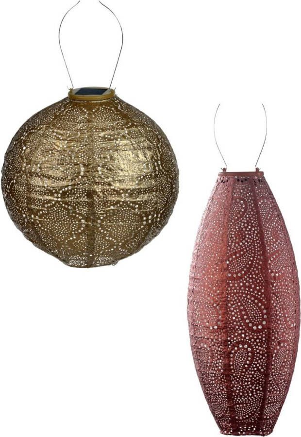 LUMIZ Solar Tuinverlichting op zonne energie Tuinverlichting Buitenlampjes Tuinverlichting op zonneenergie Buitenverlichting Buitenlamp Decoratie Primula Set 2 stuks Goud Koper