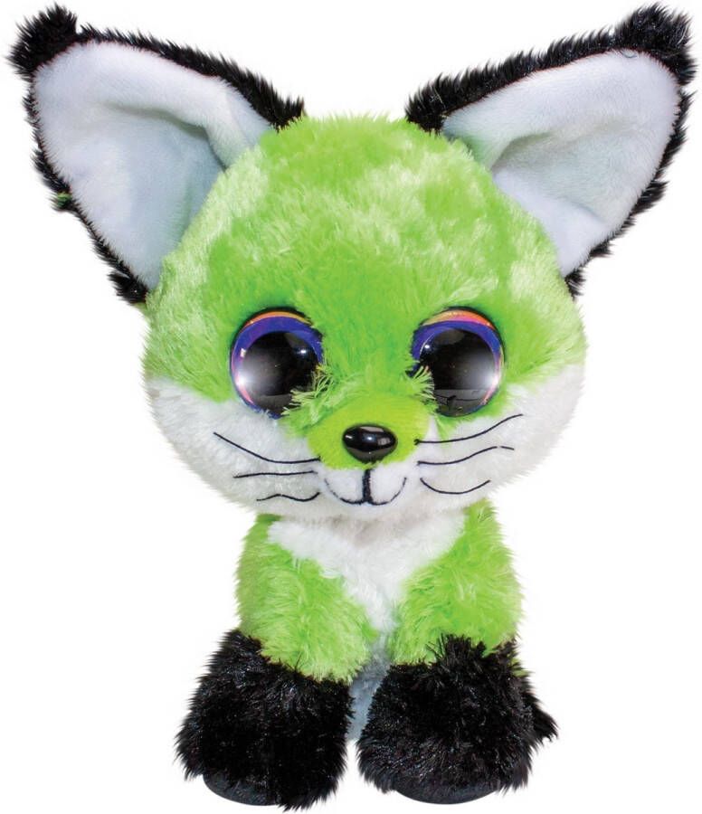 Lumo Stars knuffel Fox Lime junior 15 cm pluche zwart groen