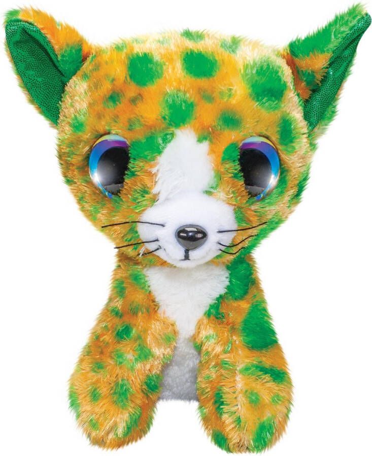 Lumo Stars knuffel Cat Catsy junior 15 cm pluche groen oranje