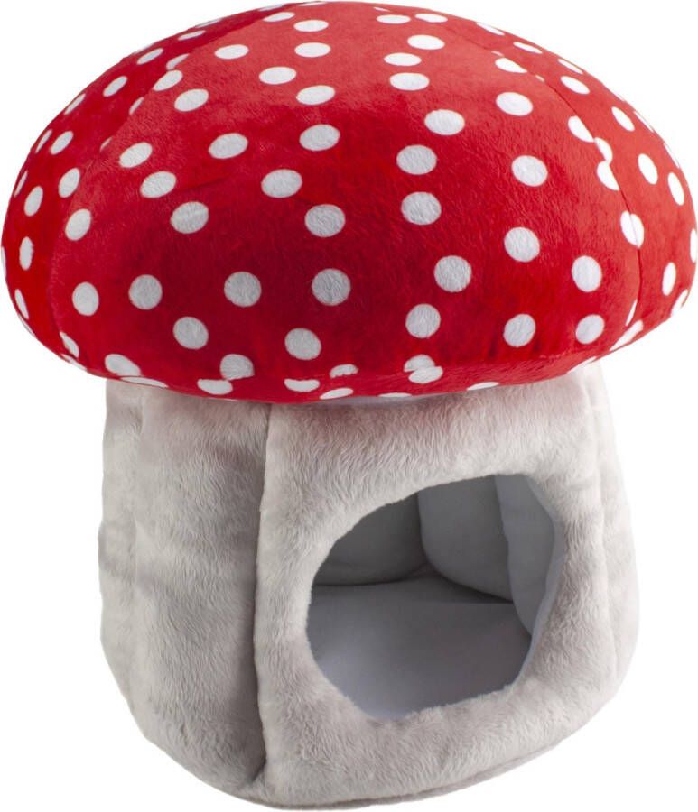 Lumo Stars paddenstoelhuis pluche 30 cm wit rood