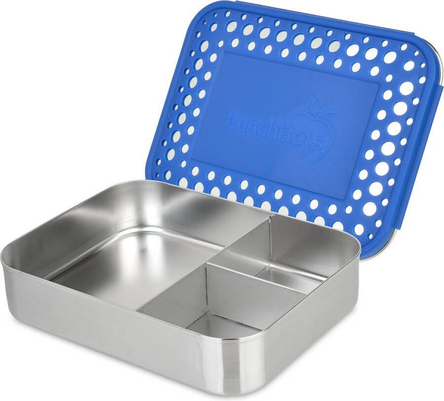 LunchBots large trio 3-vaks rvs bento blauw