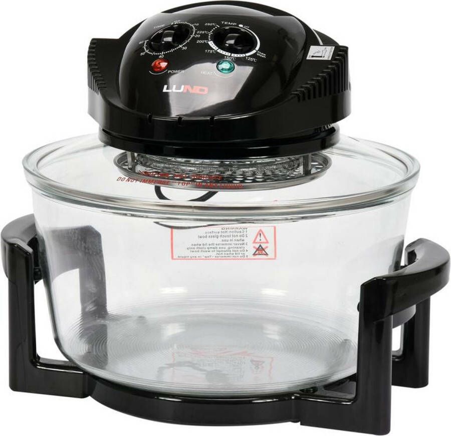 Lund Professional heteluchtoven 12 + 5L zwart Halogeen oven Convectie oven 1400W Inclusief gratis 8-delige accessoires set