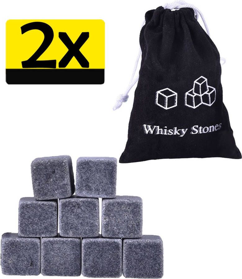 LUQ Whiskey Stones Whisky Stenen Set Luxe Herbruikbare IJsblokjes 18 Stuks