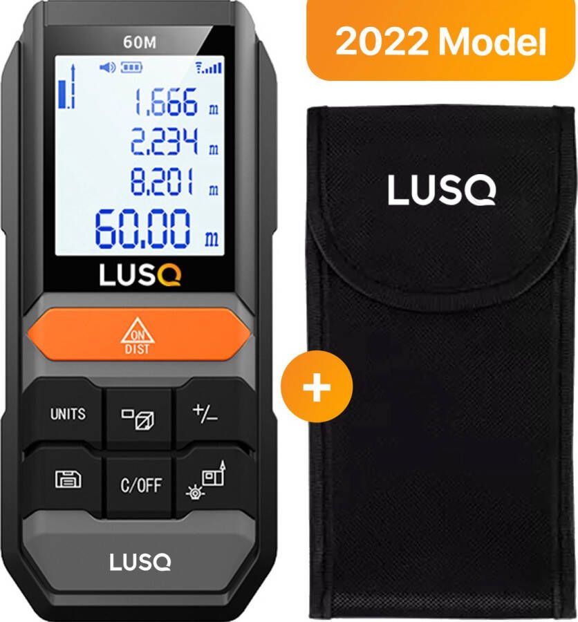 LUSQ Digitale laser afstandmeter 60 meter bereik- Verlicht LCD scherm Lasermeter