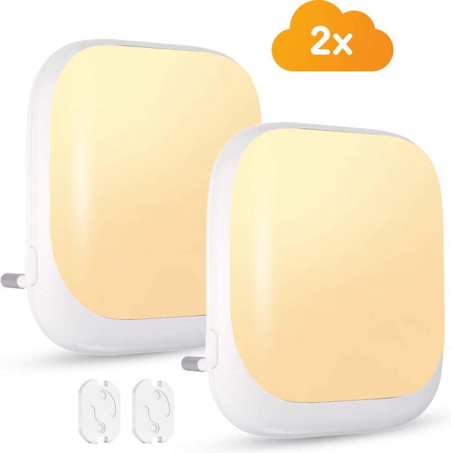 LUSQ Dimbare Stopcontact Nachtlampjes voor Volwassenen & Kinderen Warm Wit 2 Stuks Premium Set Wit