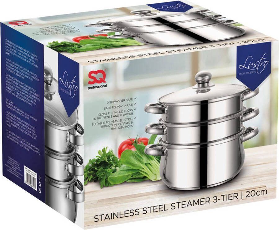 Lustro 10944 Stainless Steel Steamer 3-tiers 20cm Pot 3L