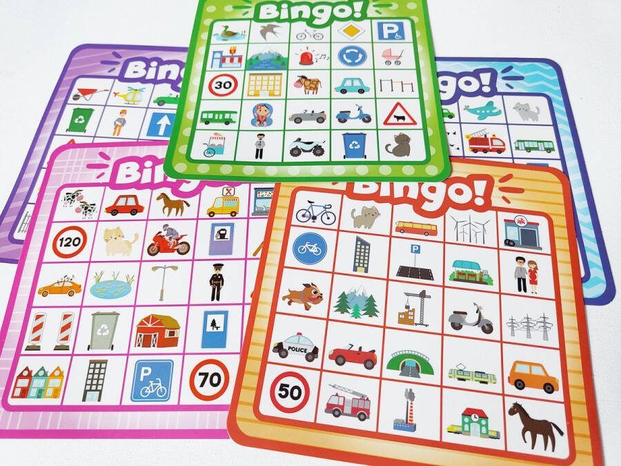 LuukyBB Autobingo 5 herbruikbare kaarten Speelgoed Reisspel Set Reisplezier in de auto of trein Spellen Spelletjes voor onderweg Perfect voor (lange) autovakanties en treinreizen