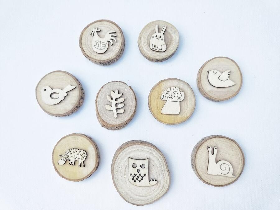 LuukyBB Boerderij Dieren Stempels Setje Stempels 9 Stuks Magic Boerderijstempels Kinetisch Zand Magnetisch Boerderijstempel Klei Stempel Kinetischzand Speelbak Loose Parts Sensory Sensorisch Stempelen Speelgoed Zandstempel Kleistempel Stempelset Hout