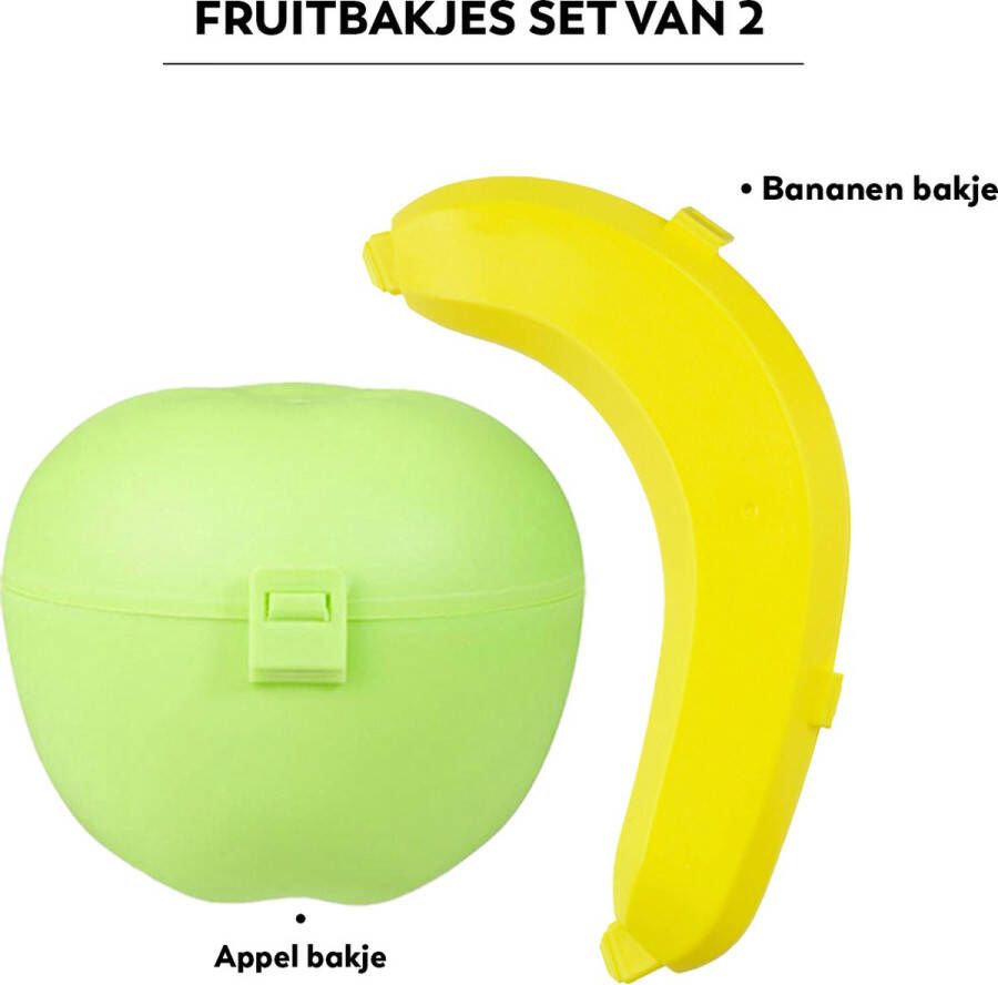 Luverno Fruitbakje Banaan + Appel Fruitbox Fruitbakje Kinderen fruitbakje School Kind Bananen Bewaardoos Bananenhouder Appelbox