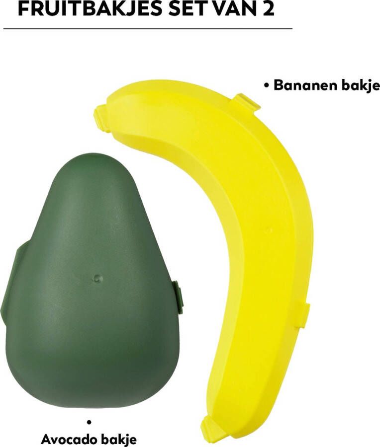 Luverno Fruitbox Banaan + Avocado Fruitbakje Kinderen Fruitbakje School Kind Fruitbakje Bananen Bewaardoos Bananenhouder Appelbox