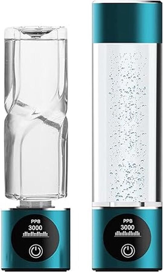 LUVIQ Hydrogen Water PRO Glazen Drinkfles Waterfilter Waterstof Generator – H2 Waterfles Waterfilterkannen PEM Technologie 5000 PPB 450 ml – Aluminium & Glas