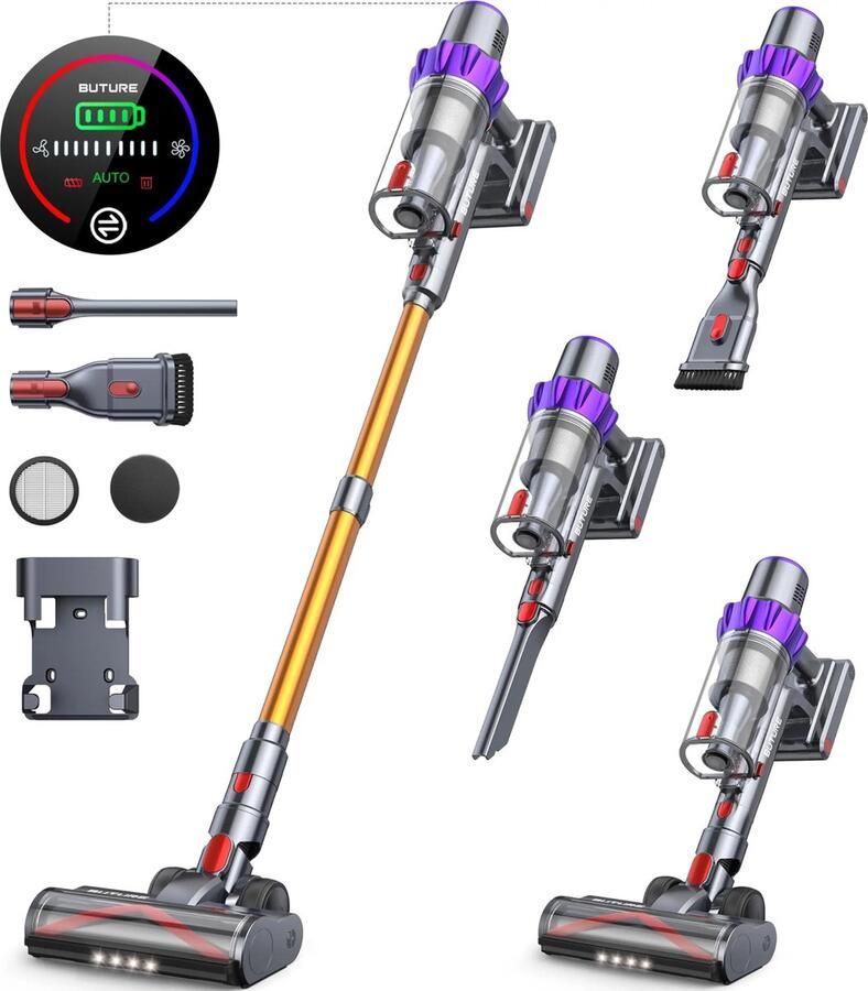 Luvlea draadloze stofzuiger Steelstofzuiger Snoerloos Batterij LEDlicht 1 5 liter Zonder zak Stofzuigers Draadloos