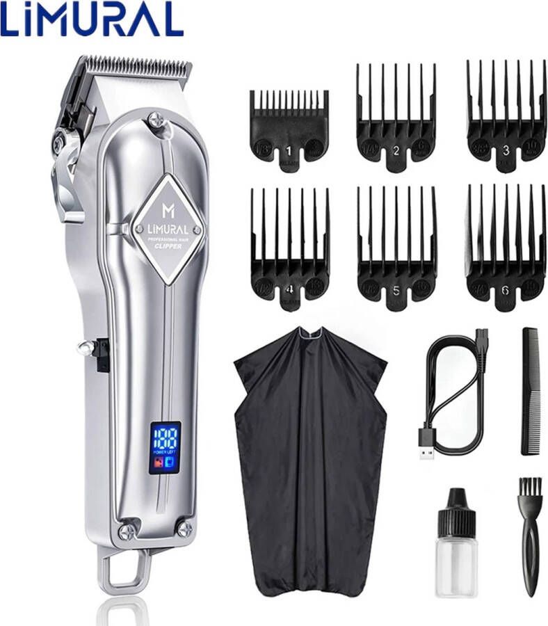 Luvlea tondeuse Snoerloos Professioneel Trimmer Haartrimmer Mannen Tondeuses Hoofdhaar Elektrisch Zilver