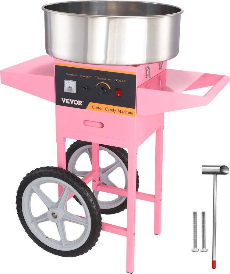 Luvlea Vevor suikerspinmachine Elektrische Suikerspinmachines Suikerspinmaker Roze Suikerspinmachine met kar