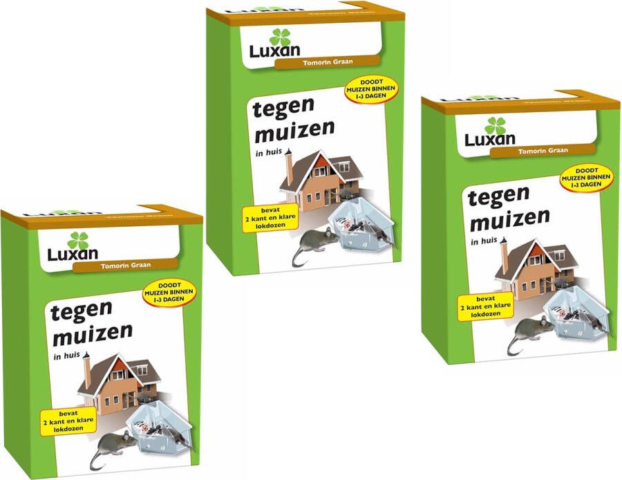 Luxan Tomorin Granen 6 lokdozen met korrels muizengif (voordeelpak) Bijzonder Aantrekkelijk Lokaas Muizenkorrels Doorzichtige Lokdozen Kant en klaar Middel voor Muizenbestrijding muizengif muizen korrels ongediertebestrijding