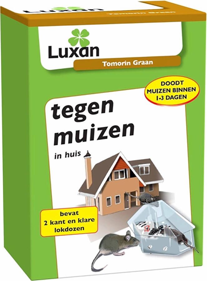 Luxan Tomorin Granen muizengif ter bestrijding van muizen binnenshuis 2 lokdozen met korrels muizengif