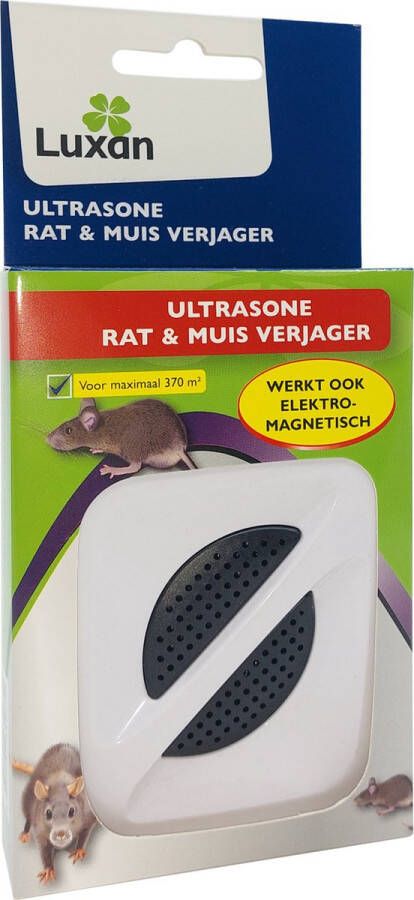 Luxan Ultrasone Muizen en Ratten Verjager 370m² werkt tegen muizen en ratten muizen verjagen ratten verjagen ultrasone ongedierteverjager
