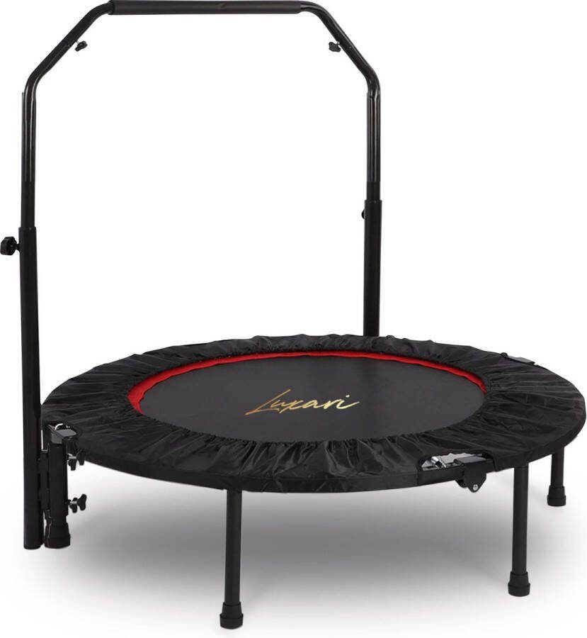 Luxari Fitness Trampoline Pro Inclusief stang & Beschermhoes Ø 105cm Inklapbaar Belastbaar tot 120 kg Hometrainer Fitness Trampoline
