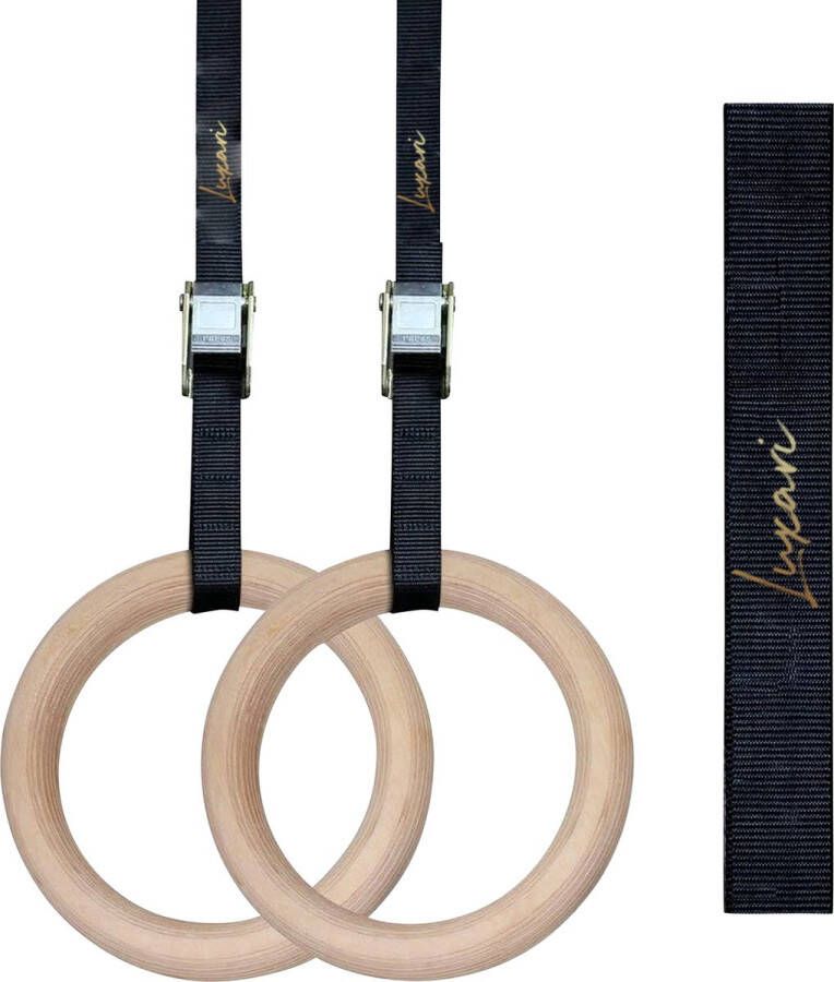 Luxari Turnringen Pro Houten Turnringen Inclusief ophangbanden 4.5m Olympische Standaard 28 mm Dikte Crossfit